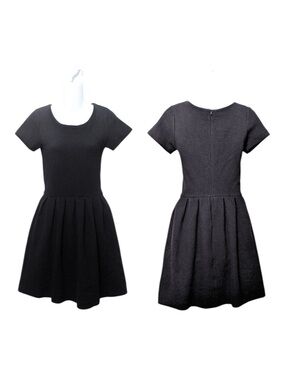 GANNI Cotton Textured Full Skirt Pique Dress S